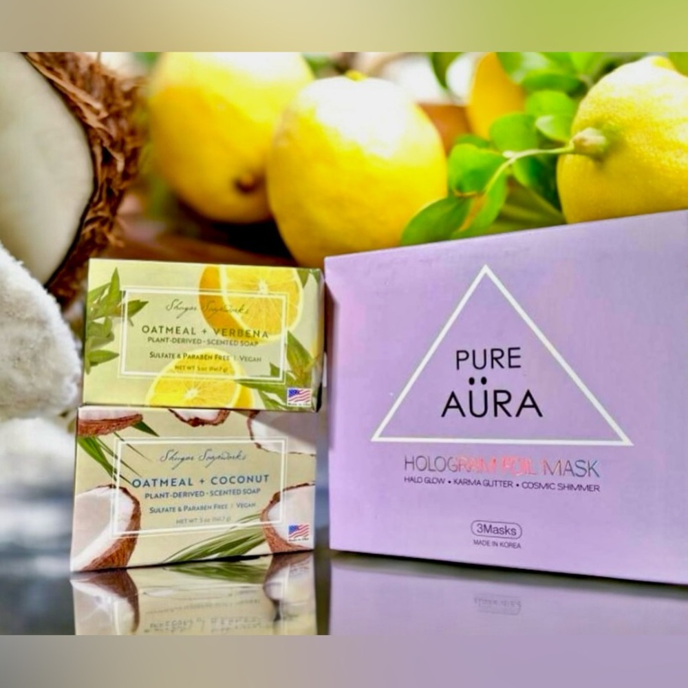 Shugar Soapworks Oatmeal+Verbena + Oatmeal+Coconut BAR Soaps Plant Based + Masks